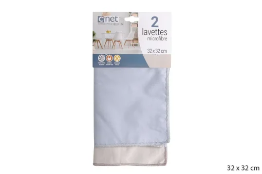 2 Lavettes Microfibre Chamoisee 32X32Cm