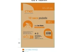 10 Sacs Poubelle 50L Avec Liens
