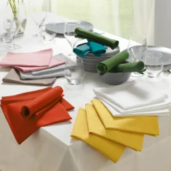 maxibazar 3 Serviettes De Table 40X40 Cm Coton Uni Initia Rose