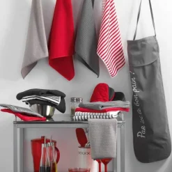 maxibazar 3 Torchons 40X40 Cm Microfibre Cuistot Rouge 2 Unis 1 Raye