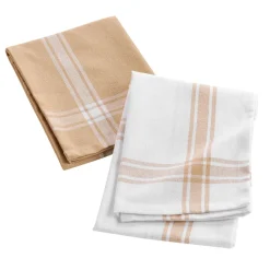 maxibazar 2 Torchons 50X70Cm Recycle Tisse Beige