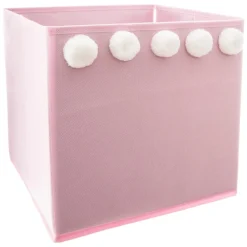 Atmosphera Bac Rangement 5 Pompoms Rose 29X29X29Cm