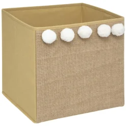Atmosphera Bac Rangement Jute Pompons