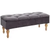 Banc Coffre Velours Hiver Gris