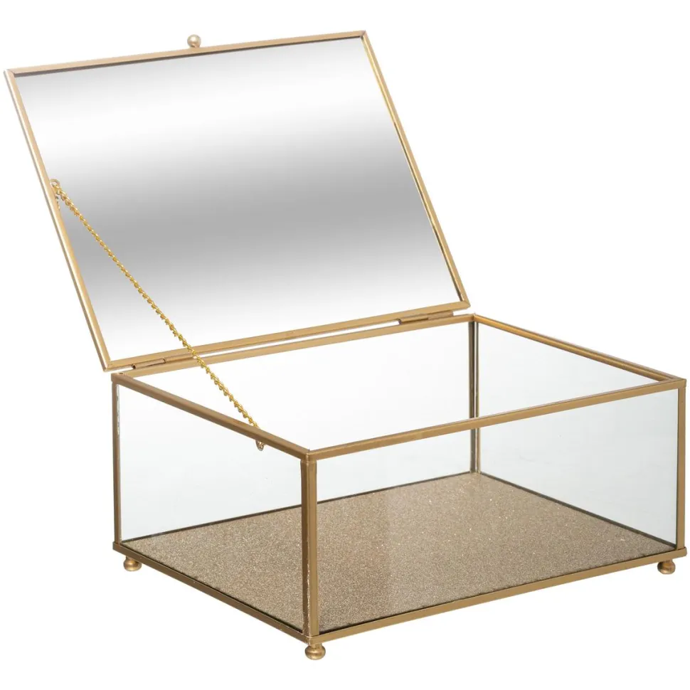 maxibazar Boite Bijoux Paillette Dore D.18X13X8Cm