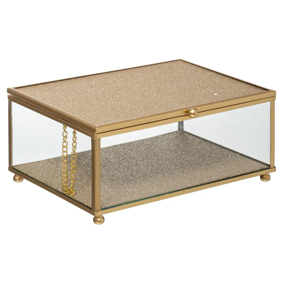 maxibazar Boite Bijoux Paillette Dore D.18X13X8Cm
