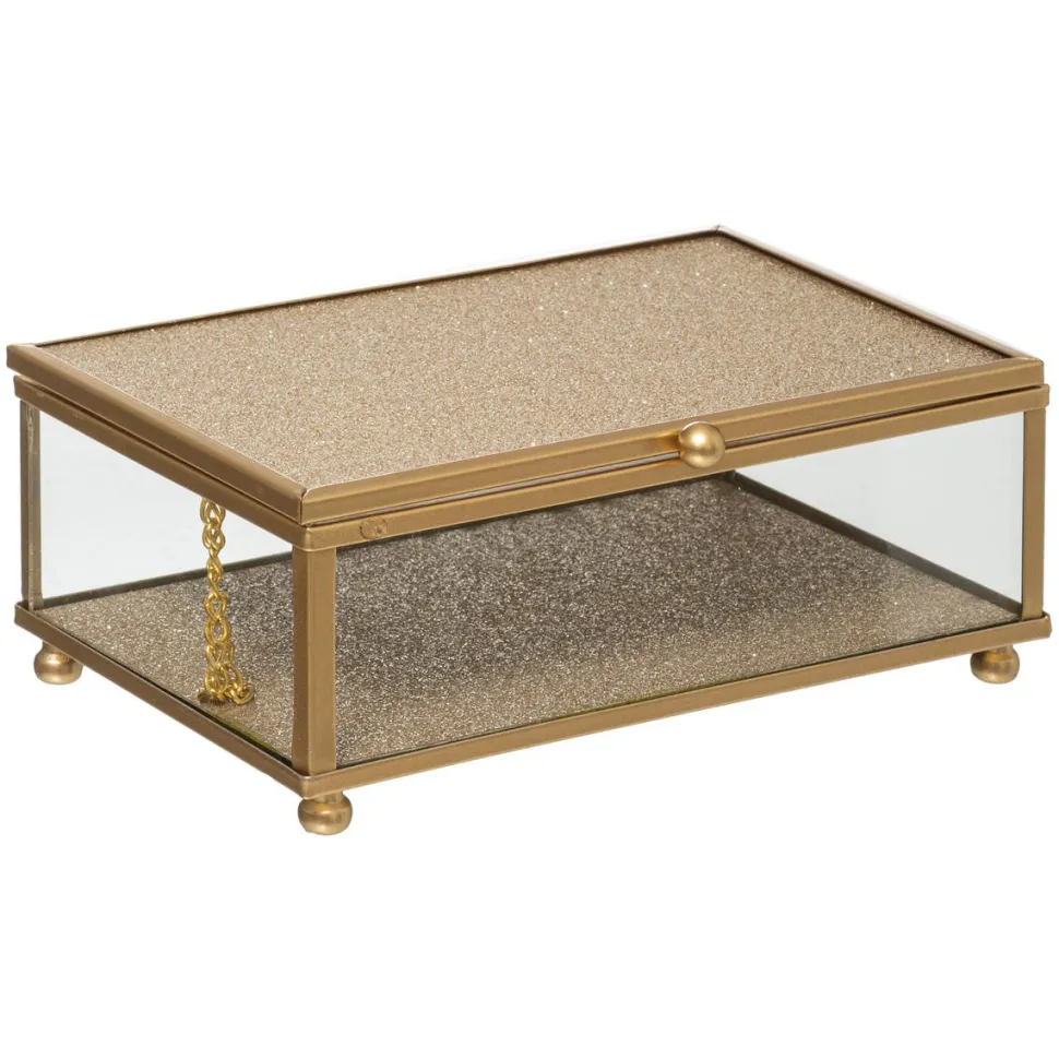 maxibazar Boite Bijoux Paillette Dore D.18X13X8Cm