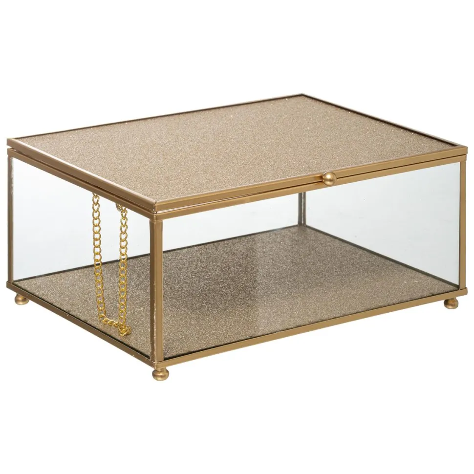 maxibazar Boite Bijoux Paillette Dore D.15X10X6Cm