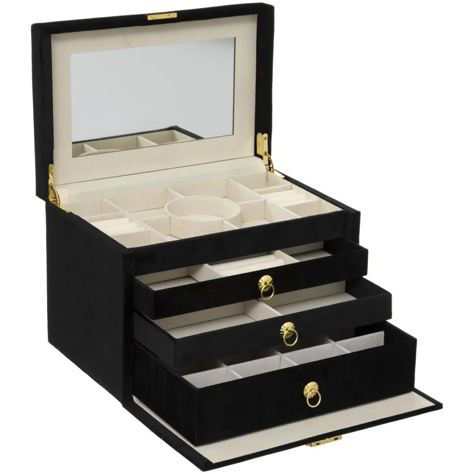 maxibazar Boite Bijoux Velours Night Noir