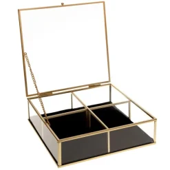 Atmosphera Boite Bijoux Verre Velours Carre Gold