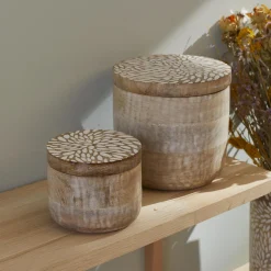maxibazar Boite Ronde Bois Manguier Grand Modele
