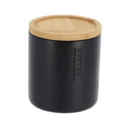 Boîte A Coton Polyresine Couvercle Bambou Noir Bambou