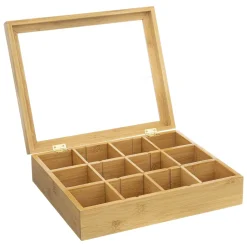 Boîte A The 12 Compartiments Amovibles Bambou