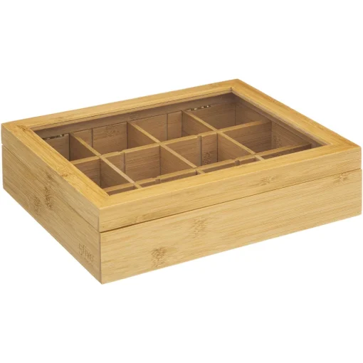 Boîte A The 12 Compartiments Amovibles Bambou