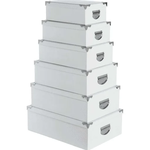 Boîte Coins Metal Blanc 48X33.5X16Cm