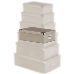 Boîte Coins Metal Croco Gris Ou Taupe 44X31X15Cm