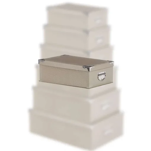 Boîte Coins Metal Croco Gris Ou Taupe 48X33.5X16Cm