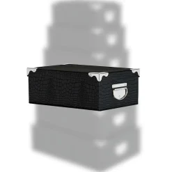 Boîte Coins Metal Croco Noir Ou Gris 48X33.5X16Cm
