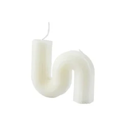 maxibazar Bougie Forme Vague 9.5X2.2X8Cm Blanc