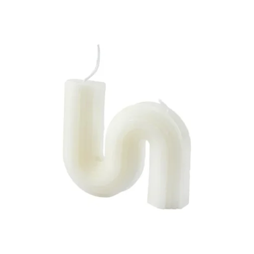 maxibazar Bougie Forme Vague 9.5X2.2X8Cm Blanc