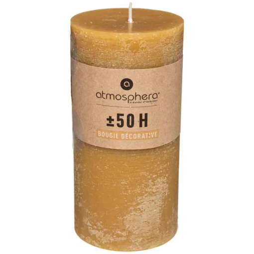 Atmosphera Bougie Ronde Rustic Jaune 6.8X14Cm