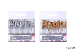 Bougies Happy Birthday Argent Ou Dore