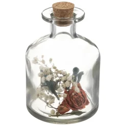 maxibazar Bouteille Verre Fleurs Sechees D.8X11Cm