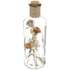 maxibazar Bouteille Verre Fleurs Sechees D.9X28Cm