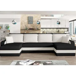 Canapé Kris Angle Panoramique Noir Blanc Casse