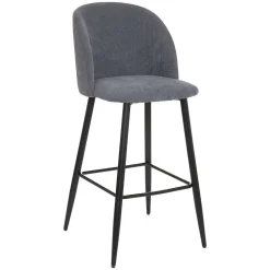 Chaise De Bar Pied Noir Celeste Gris