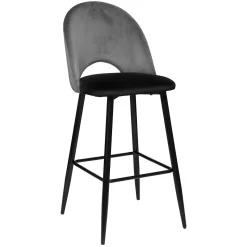 Chaise De Bar Velours Kara Gris
