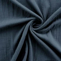 maxibazar Chemin De Lit 80X180Cm Gaze De Coton Uni Angelia Marine