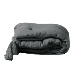 maxibazar Chemin De Lit 80X180Cm Gaze De Coton Angelia Anthracite