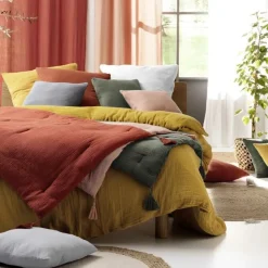 maxibazar Chemin De Lit 80X180Cm Gaze De Coton Uni Angelia Gris