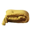 maxibazar Chemin De Lit 80X180Cm Gaze De Coton Uni Angelia Jaune