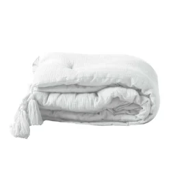 maxibazar Chemin De Lit 80X180Cm Gaze De Coton Uni Angelia Blanc