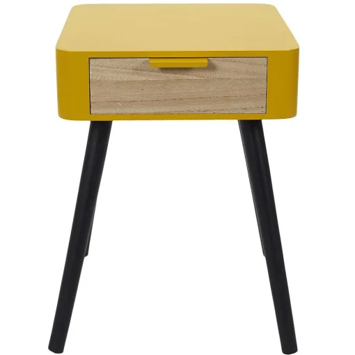 Chevet 1 Tiroir En Bois Jaune Moutarde