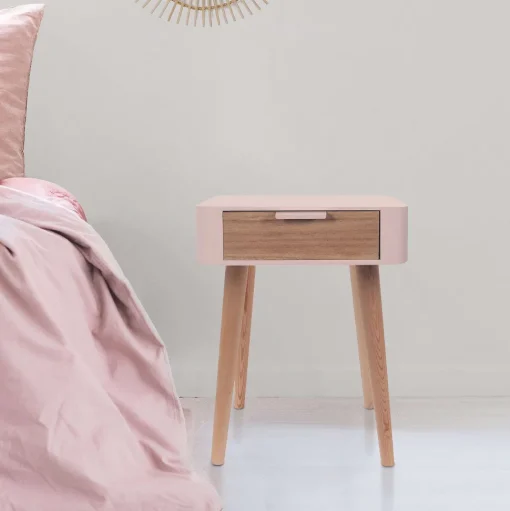 Chevet 1 Tiroir En Bois Rose