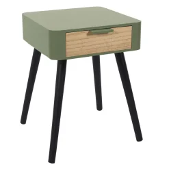 Chevet 1 Tiroir En Bois Vert Kaki
