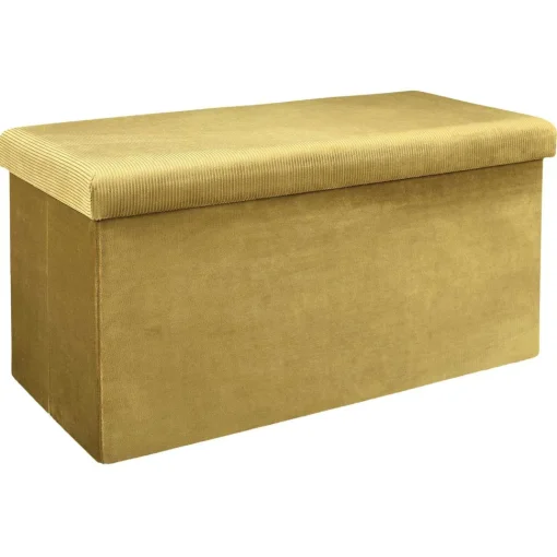 Coffre Banc Pliable Velours Cotele Giulia Jaune