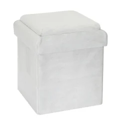 maxibazar Coffre Pouf Pliable Compatible Brique Gris