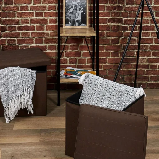 Coffre Pouf Pliable Marron