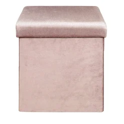 Coffre Pouf Pliable Velours Cotele Giulia Rose