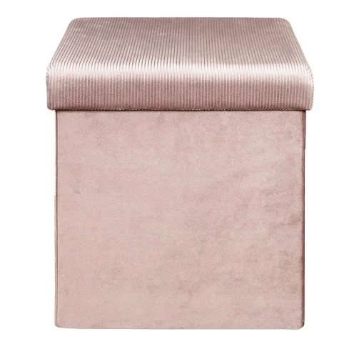 Coffre Pouf Pliable Velours Cotele Giulia Rose
