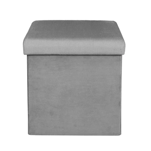 Coffre Pouf Pliable Velours Cotele Giulia Gris