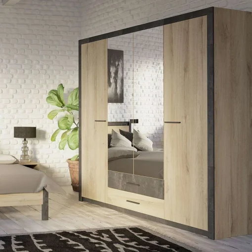 Colorado Armoire 4Portes 2Tiroirs Chene Kronberg Sidewal