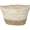Corbeille Bicolore Ovale Gm Matiere Vegetale Naturel Blanc