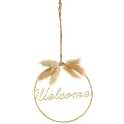 maxibazar Couronne A Suspendre Welcome Metal Dore Pampa