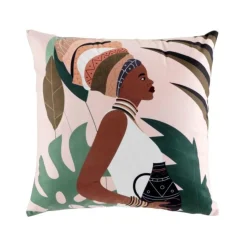 maxibazar Coussin 45 X 45 Cm Velours Imprime Limani