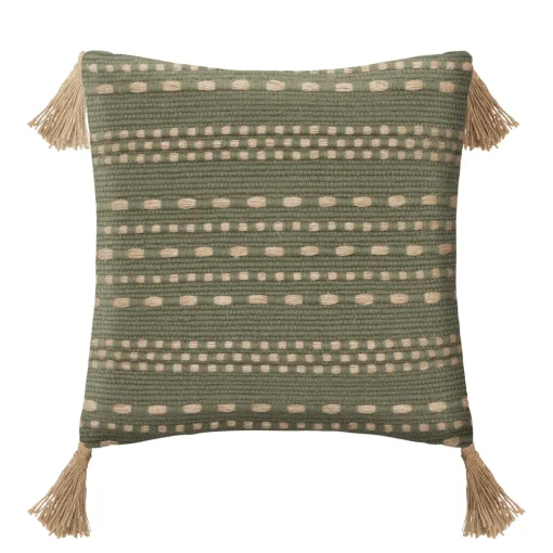 maxibazar Coussin Coton Jute Botanic Kaki 40X40Cm